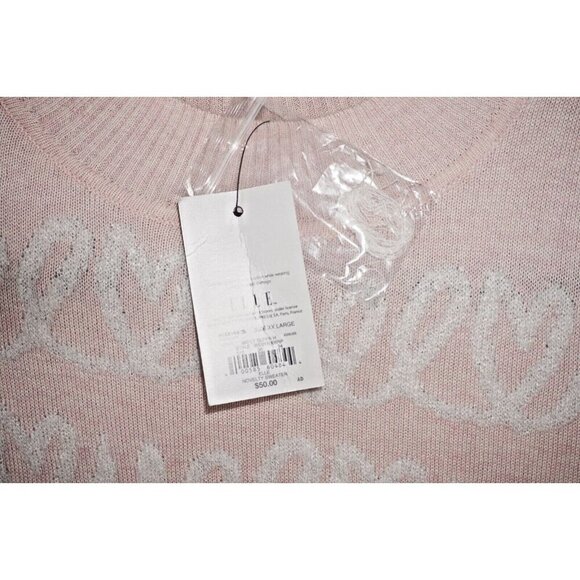 ELLE Pink & White Heart Script Sweater – NWT – Size XL - Picture 5 of 14